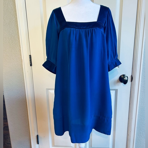 Banana Republic Royal Blue 100% Silk Shift Mini Cocktail Dress Sz Small - Picture 2 of 13